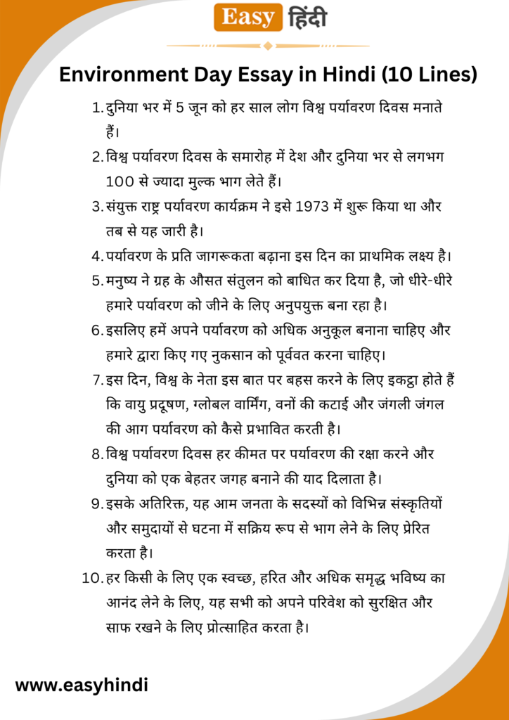 environment day essay hindi