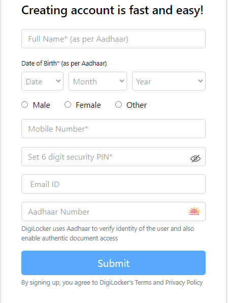 Create Account On Digi Locker