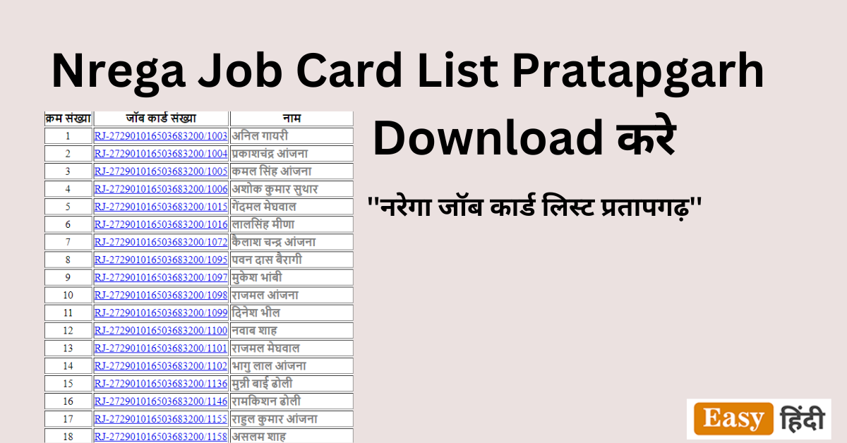Nrega Job Card List Pratapgarh